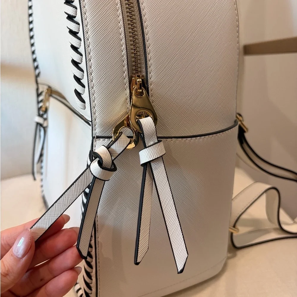Calpak Cream Backpack with Black Detailing